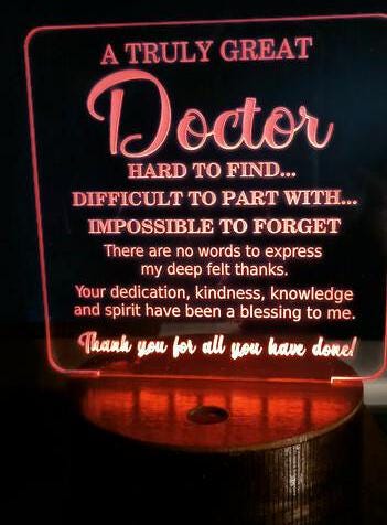 Show your support and gratitude for your Doctor-Appreciation LED Light. This elegant and thoughtful gift is perfect for showing your doctor.