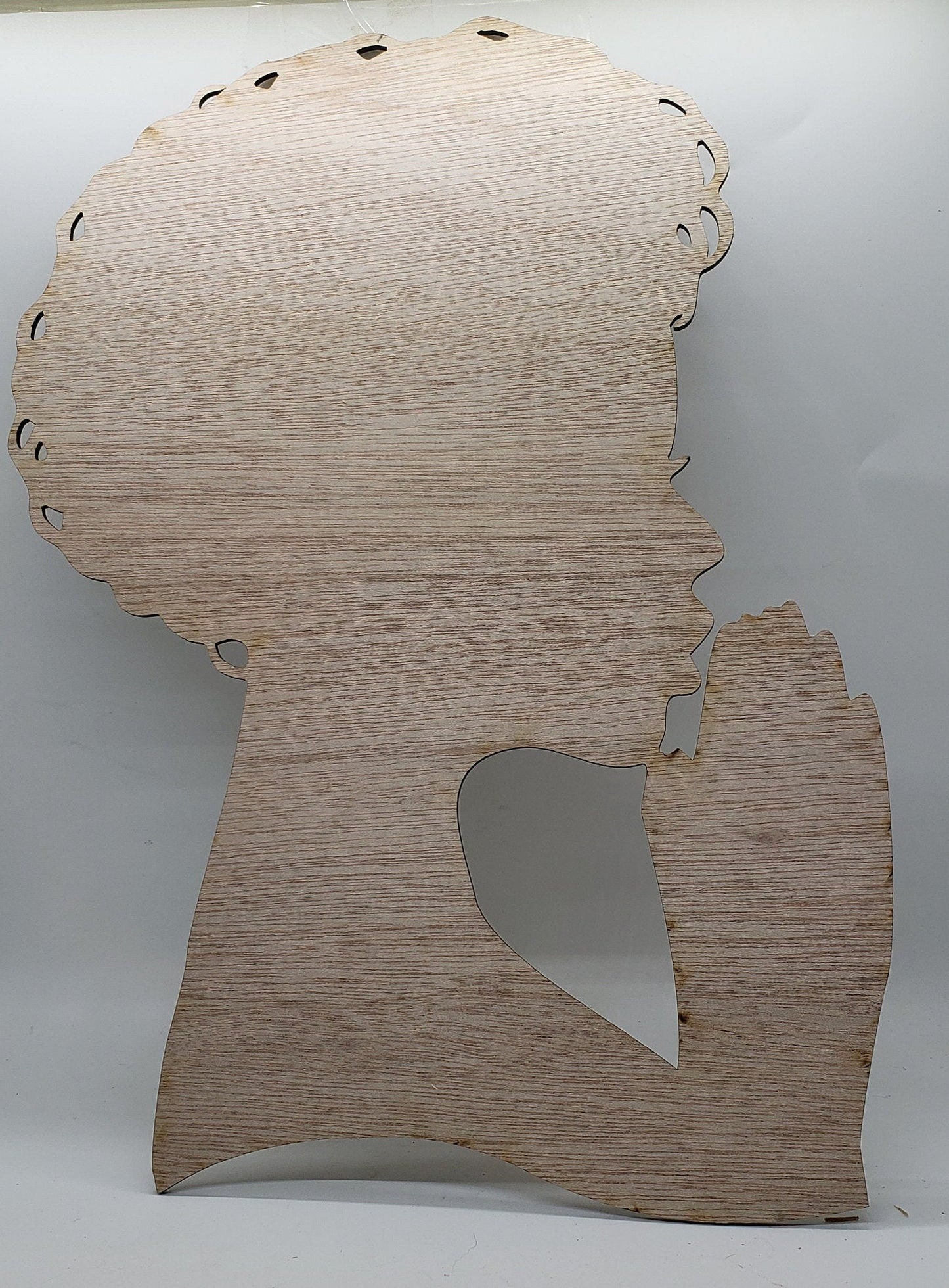 Children's Praying Head Silhouettes Diva Laser-Cut from Darker Plywood with Hair Loops for Decorating Girl and Boy Styles Now with Holes