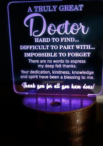 Show your support and gratitude for your Doctor-Appreciation LED Light. This elegant and thoughtful gift is perfect for showing your doctor.