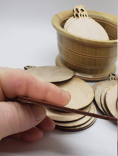 Check out these cheap, 3-inch flat wooden bulb shapes. Great for letting your kids decorate, your kids can let their imaginations run wild while using their artistic abilities. They can paint them, draw on them or even cut out shapes from construction paper and glue them on. The possibilities are endless! Another great option for these bulb shapes is that they are also great for crafts or package labels. So many ways to use them.