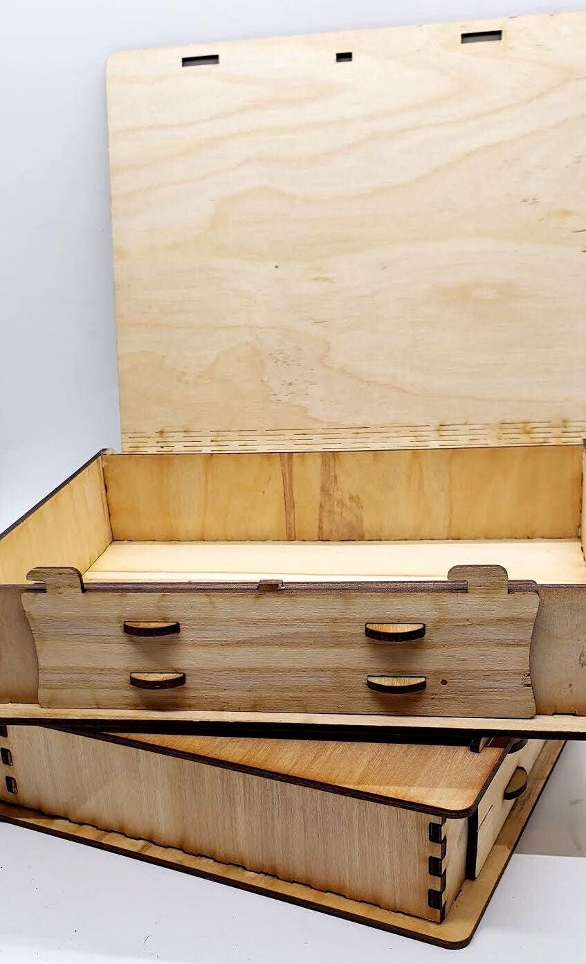 Get your Laser-Cut Birch MDF Secret Book Box with Sliding Latch and Living Hinge Design for Tools, Gifts, Keepsakes, or Hidden Stash Storage