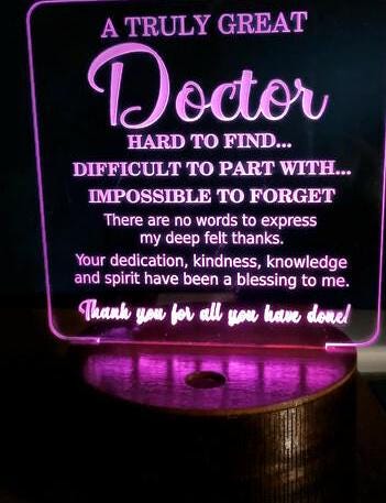 Show your support and gratitude for your Doctor-Appreciation LED Light. This elegant and thoughtful gift is perfect for showing your doctor.