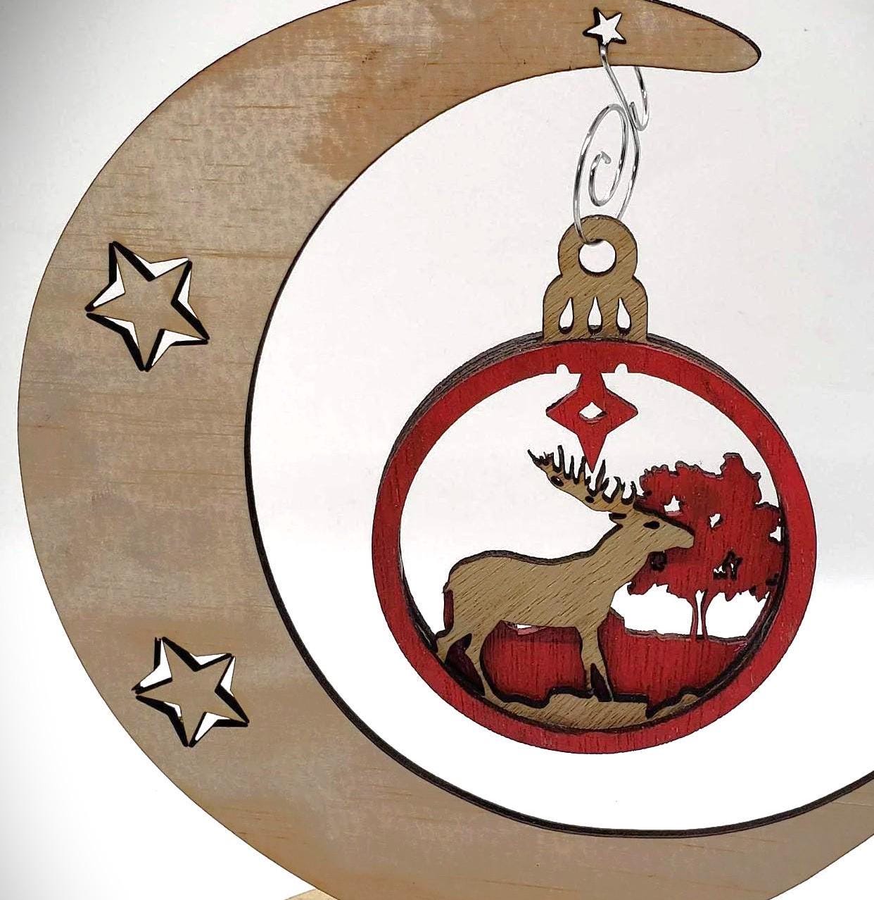 Tabletop Crescent Moon and Stars Display Laser-Cut Unpainted Wood Arch for DIY Decor Jewelry Stand or Celestial Craft Great for dotters