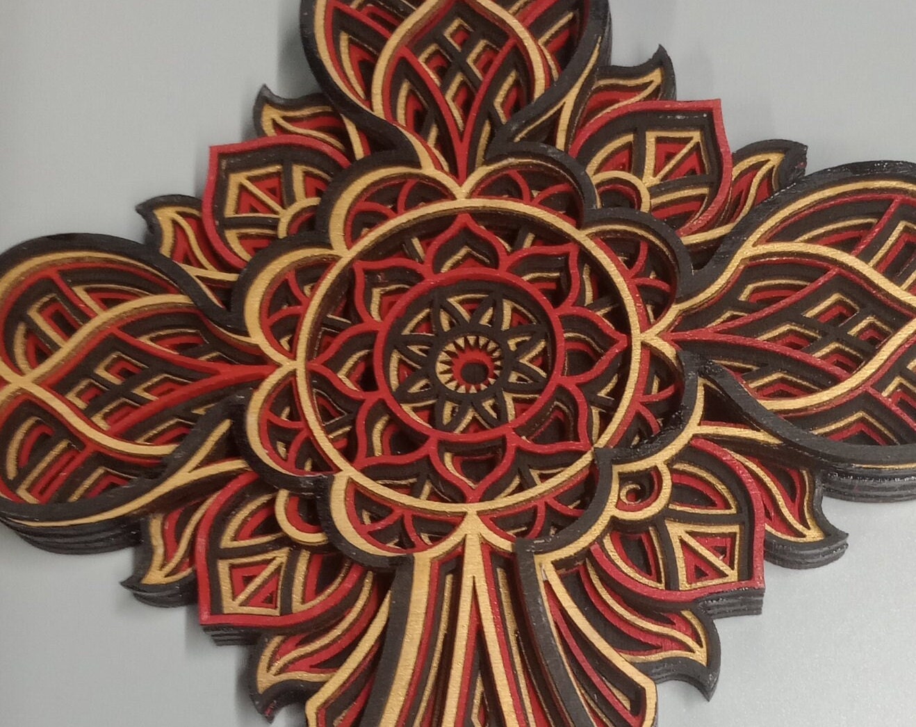 The Mandala Cross 7-layers, a beautiful crucifix cross as a perfect gift for remembering a loved one family or friends. Wall cross display.