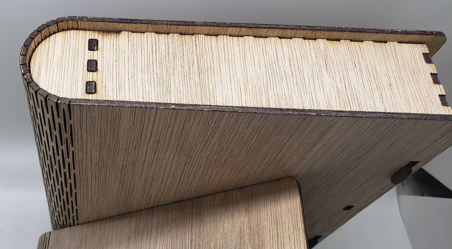 Get your Laser-Cut Birch MDF Secret Book Box with Sliding Latch and Living Hinge Design for Tools, Gifts, Keepsakes, or Hidden Stash Storage