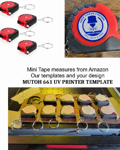 Mini tape measures from Amazon with a focus on MUTOH 661 UV printer template use.