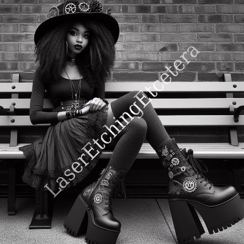  Digital Portrait Collection – Gothic Elegance in Grayscale
Unveil the allure of shadow and style with this captivating digital set of 14 grayscale portraits, each one a masterclass in monochromatic storytelling. These pieces feature mysterious young women dressed in gothic-chic attire, blending Victorian drama with steampunk flair—wide-brimmed hats, corseted silhouettes, lace-trimmed skirts, and gear-adorned boots. Each portrait is paired with an enigmatic feline companion, adding a touch of whimsy.