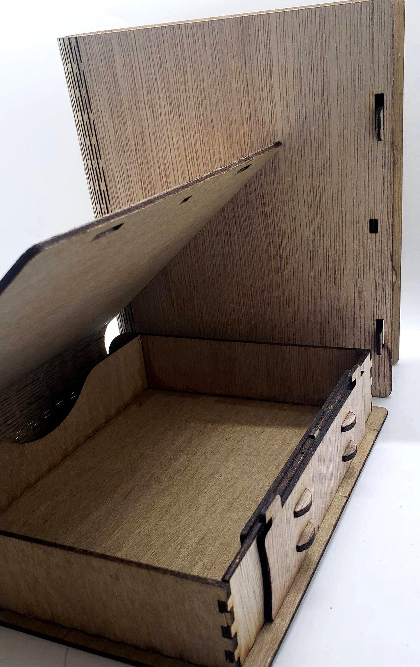 Get your Laser-Cut Birch MDF Secret Book Box with Sliding Latch and Living Hinge Design for Tools, Gifts, Keepsakes, or Hidden Stash Storage