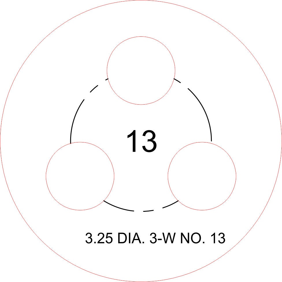 Look at the 3.25 diameter wick bottom template for 3-Wick wick templates with wick spans from NO. 8 to NO. 13. inexpensive - trustworthy