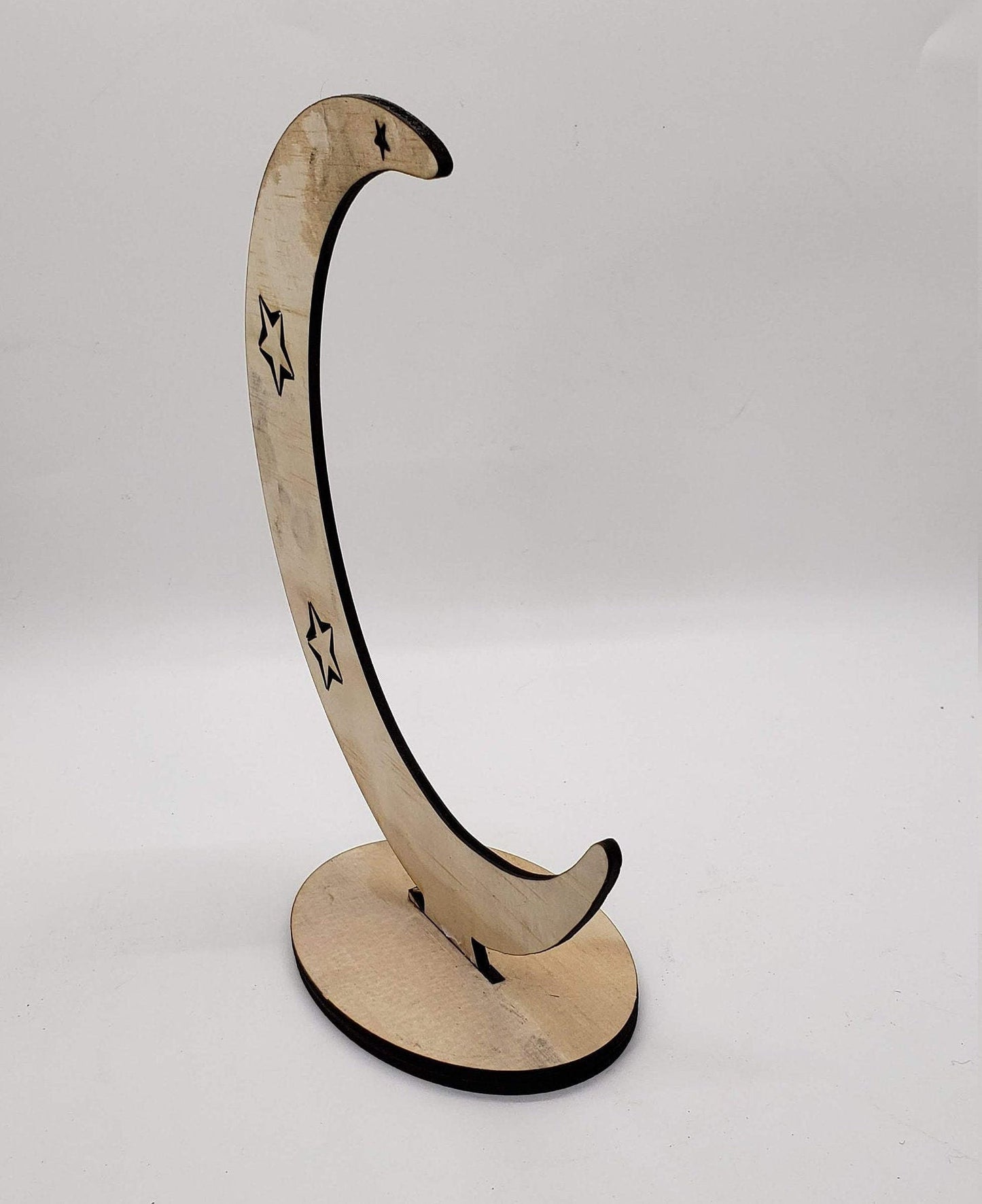 Tabletop Crescent Moon and Stars Display Laser-Cut Unpainted Wood Arch for DIY Decor Jewelry Stand or Celestial Craft Great for dotters