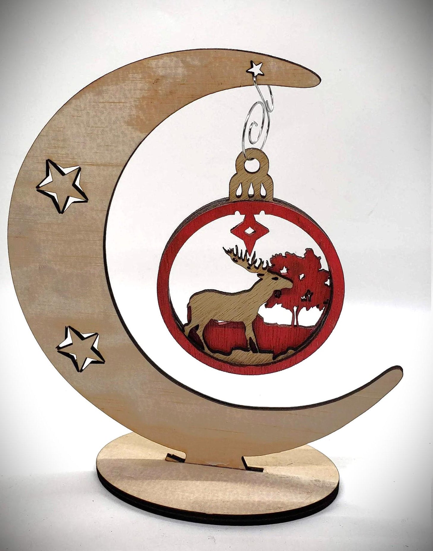 Tabletop Crescent Moon and Stars Display Laser-Cut Unpainted Wood Arch for DIY Decor Jewelry Stand or Celestial Craft Great for dotters