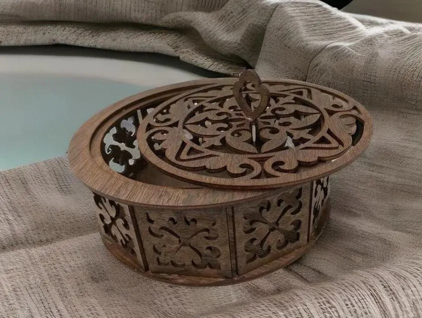 Walnut Wonder Potpourri Holder Handcrafted from Thick Walnut Wood with Elegant Cut-Outs for Aromatic Display and Luxurious Home Decor